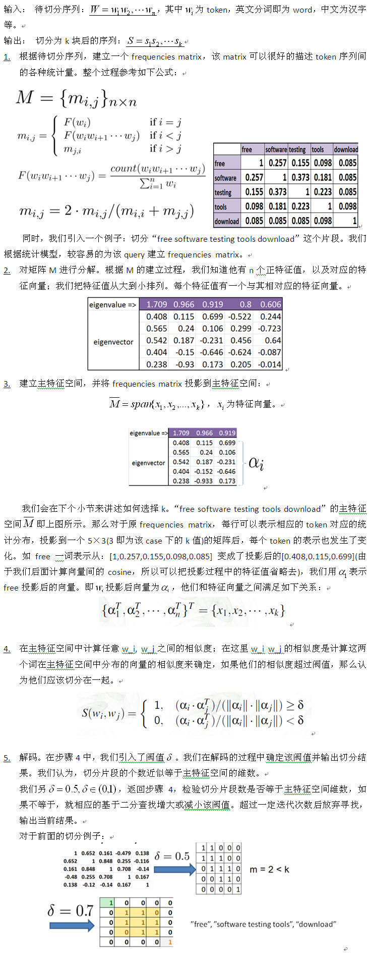 seo網站心得之基于主特征空間相似度計算的切分算法