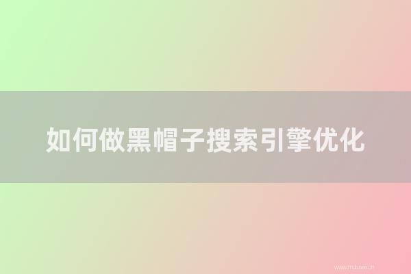 seo營銷:如何做黑帽子搜索引擎優化?黑帽子搜索引擎優化對網站優化有那幾種缺點